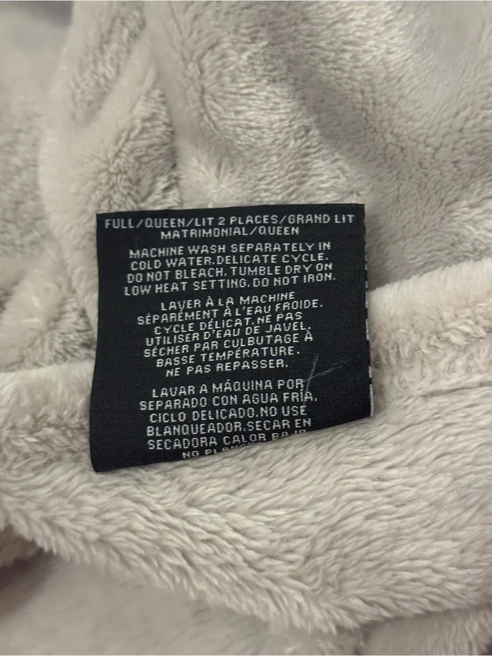 Ralph Lauren Light Grey Plush/Microfleece Blanket